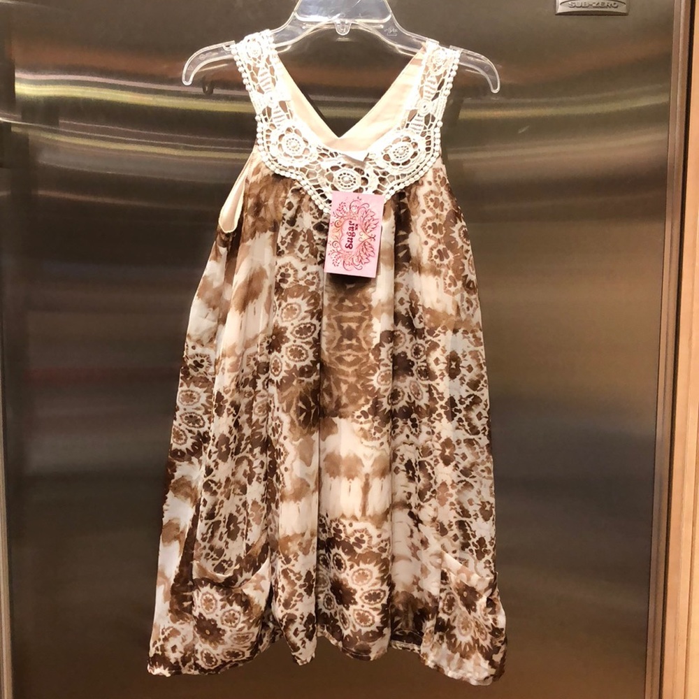 NWT Girls Brown and White Sugar Dress